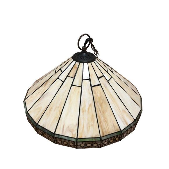 Vintage Stained Glass Swag Hanging Lamp Elegant Design Arts and Crafts Style - Picture 1 of 7